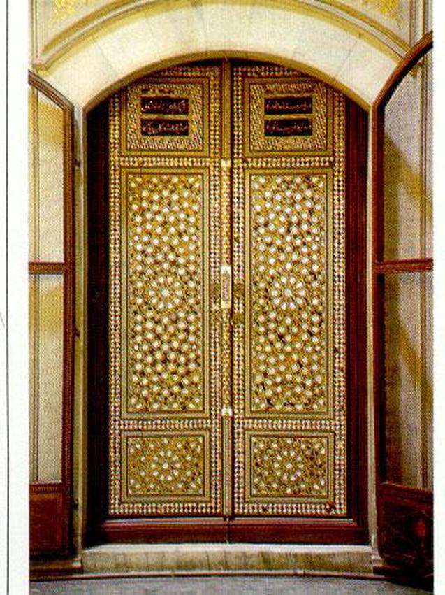 Entrance door of the Sacred Relics Chambers Decorated with mother-of-pearl.